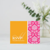 Carte postale RSVP Hot Pink et Orange Damask (Debout devant)