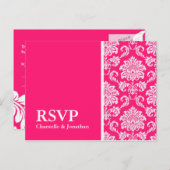Carte postale RSVP Hot Rose Damask (Devant / Derrière)