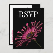 Carte postale RSVP Hot rose Fuchsia Daisy Wedding (Devant / Derrière)