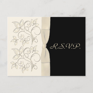 Carte postale RSVP ivoire et noire Florale Alterna