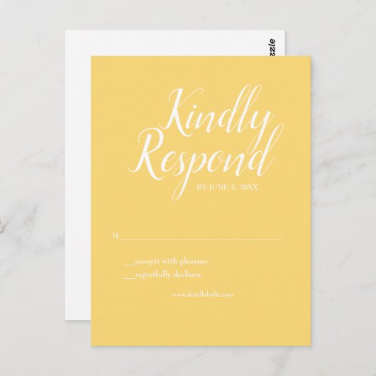Carte Postale RSVP jaune (Devant / Derrière)