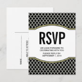 Carte postale RSVP Jaune Élégante Quatrefoil (Devant / Derrière)