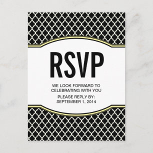 Carte postale RSVP Jaune Élégante Quatrefoil