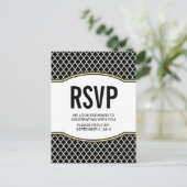 Carte postale RSVP Jaune Élégante Quatrefoil (Debout devant)