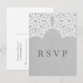 Carte postale RSVP Lace Gray Elegant (Devant / Derrière)