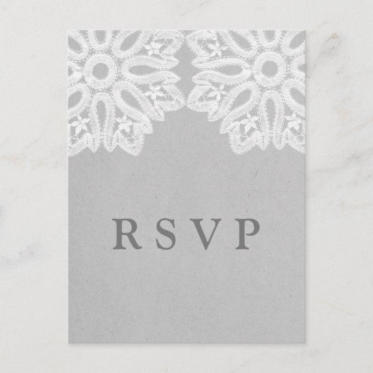 Carte postale RSVP Lace Gray Elegant (Devant)