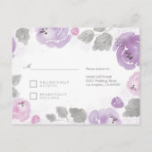 Carte postale RSVP Lilac Watercolor Roses (Dos)
