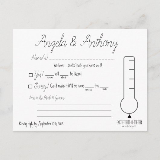 Carte postale RSVP (Mariage) (Devant)