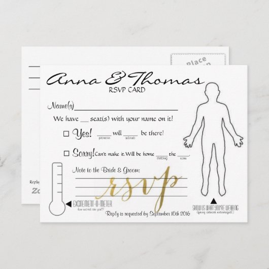 Carte postale RSVP (Mariage) (Devant / Derrière)