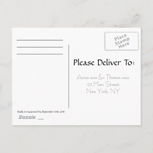 Carte postale RSVP (Mariage) (Dos)