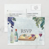 Carte Postale RSVP Mariage Dégustation de Vins (Devant / Derrière)