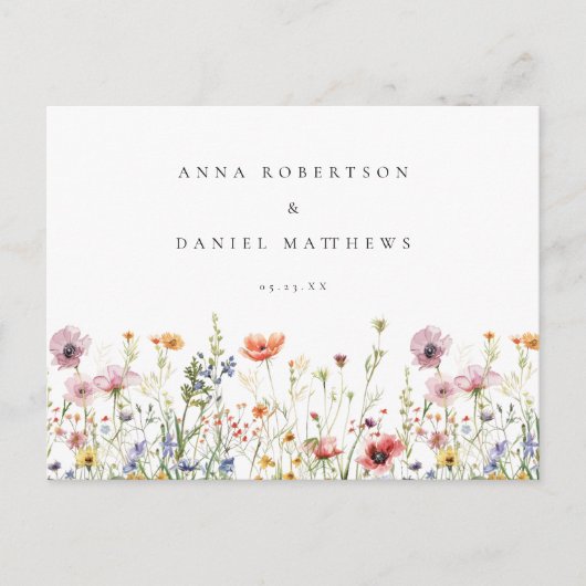 Carte Postale RSVP Mariage Fleur Sauvage Rustique (Devant)