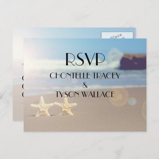 carte postale rsvp mariage plage (Devant / Derrière)