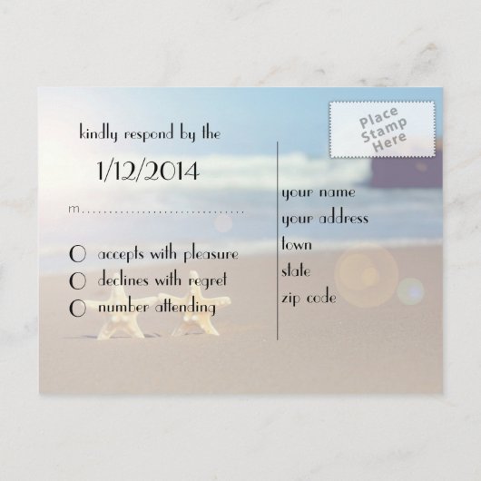 carte postale rsvp mariage plage (Dos)