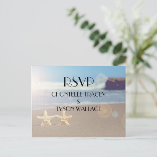 carte postale rsvp mariage plage (Debout devant)