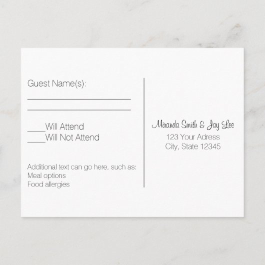 Carte postale RSVP | Mariage Rose vintage (Dos)