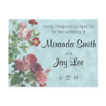 Carte postale RSVP | Mariage Rose vintage