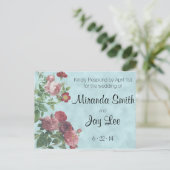Carte postale RSVP | Mariage Rose vintage (Debout devant)