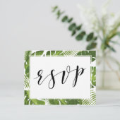 Carte postale RSVP mariage tropical (Debout devant)