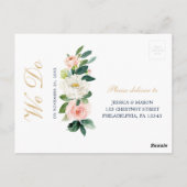 Carte postale RSVP Marine Blue Gold Blush Wedding (Dos)