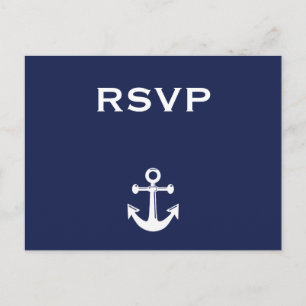 Carte postale RSVP Marine Blue Nautical Wedding