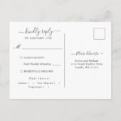 Carte postale RSVP Marine Blue Rose Gold Foliage W (Dos)