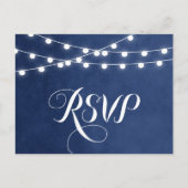 Carte postale RSVP Marine Blue String Lights Weddi (Devant)