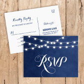 Carte postale RSVP Marine Blue String Lights Weddi