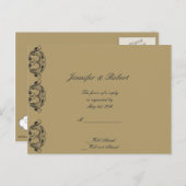 Carte postale RSVP marine et Gold Masquerade Weddi (Devant / Derrière)