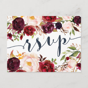 Carte postale RSVP Marsala Navy Wedding