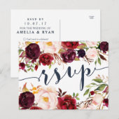 Carte postale RSVP Marsala Navy Wedding (Devant / Derrière)