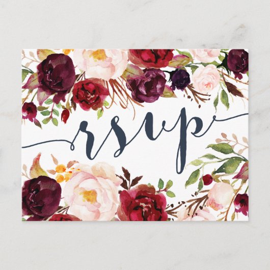 Carte postale RSVP Marsala Navy Wedding (Devant)