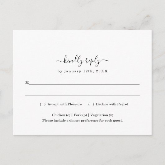 Carte postale RSVP minimale (Devant)