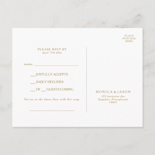 Carte postale RSVP minimaliste classique (Dos)