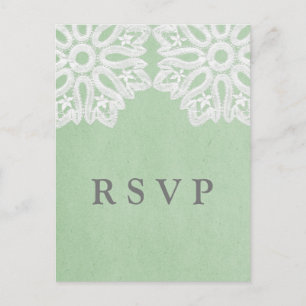 Carte Postale RSVP Mint Green Elegant Lace