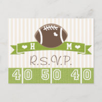 Carte postale RSVP Monogrammed Football Wedding