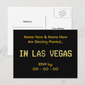 Carte postale RSVP. Noir & Jaune. Mariage Las Vega (Devant / Derrière)