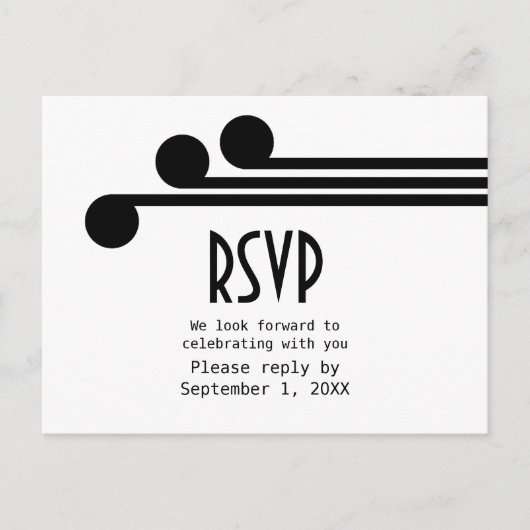 Carte Postale RSVP Noir Simple Déco Chic (Devant)