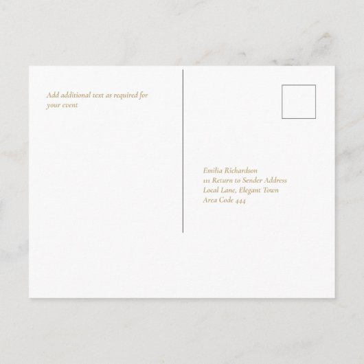 Carte Postale RSVP - Or blanc classique (Dos)