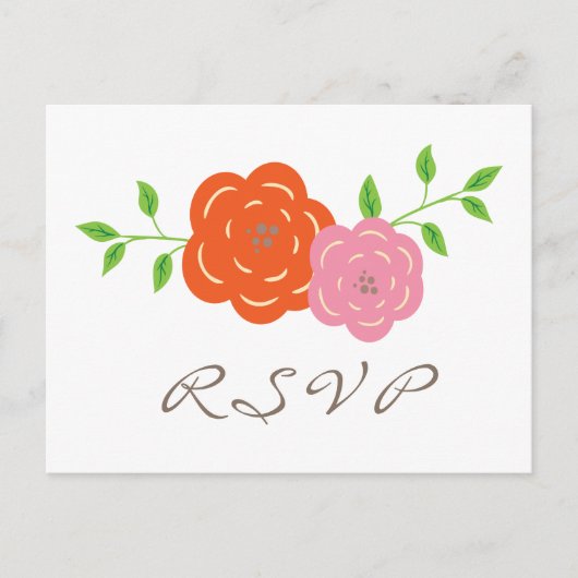 Carte postale RSVP orange en fleurs (Devant)