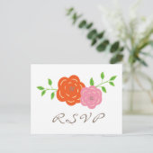 Carte postale RSVP orange en fleurs (Debout devant)