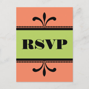 Carte postale RSVP Orange/Vert Fancy Art Déco