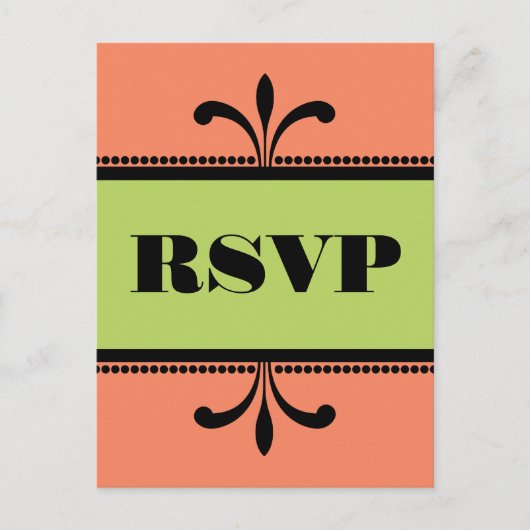 Carte postale RSVP Orange/Vert Fancy Art Déco (Devant)