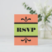 Carte postale RSVP Orange/Vert Fancy Art Déco (Debout devant)