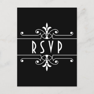 Carte postale RSVP ornementale Fancy Ebony