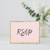 Carte postale RSVP Parties scintillant rose et or (Debout devant)