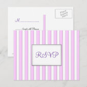 Carte postale RSVP personnalisée en bandes roses (Devant / Derrière)