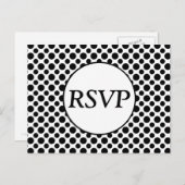 Carte Postale RSVP personnalisée Polka Noir (Devant / Derrière)