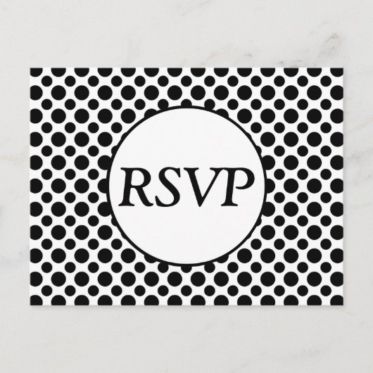 Carte Postale RSVP personnalisée Polka Noir (Devant)