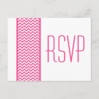 Carte postale RSVP Pink Chevron Border